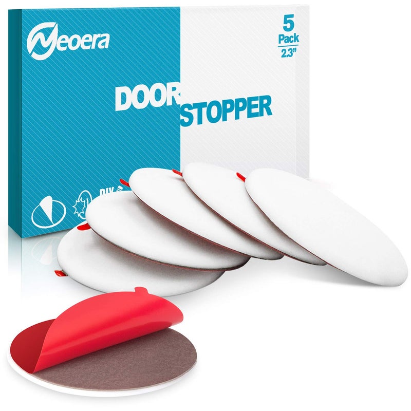 Neoera Door Stopper Wall Protector (5Pack) 2.3" Rubber Door Handle Bumper, Wall Protectors with Premium Self Adhesive Sticker for Protecting Wall (White) - Image 1